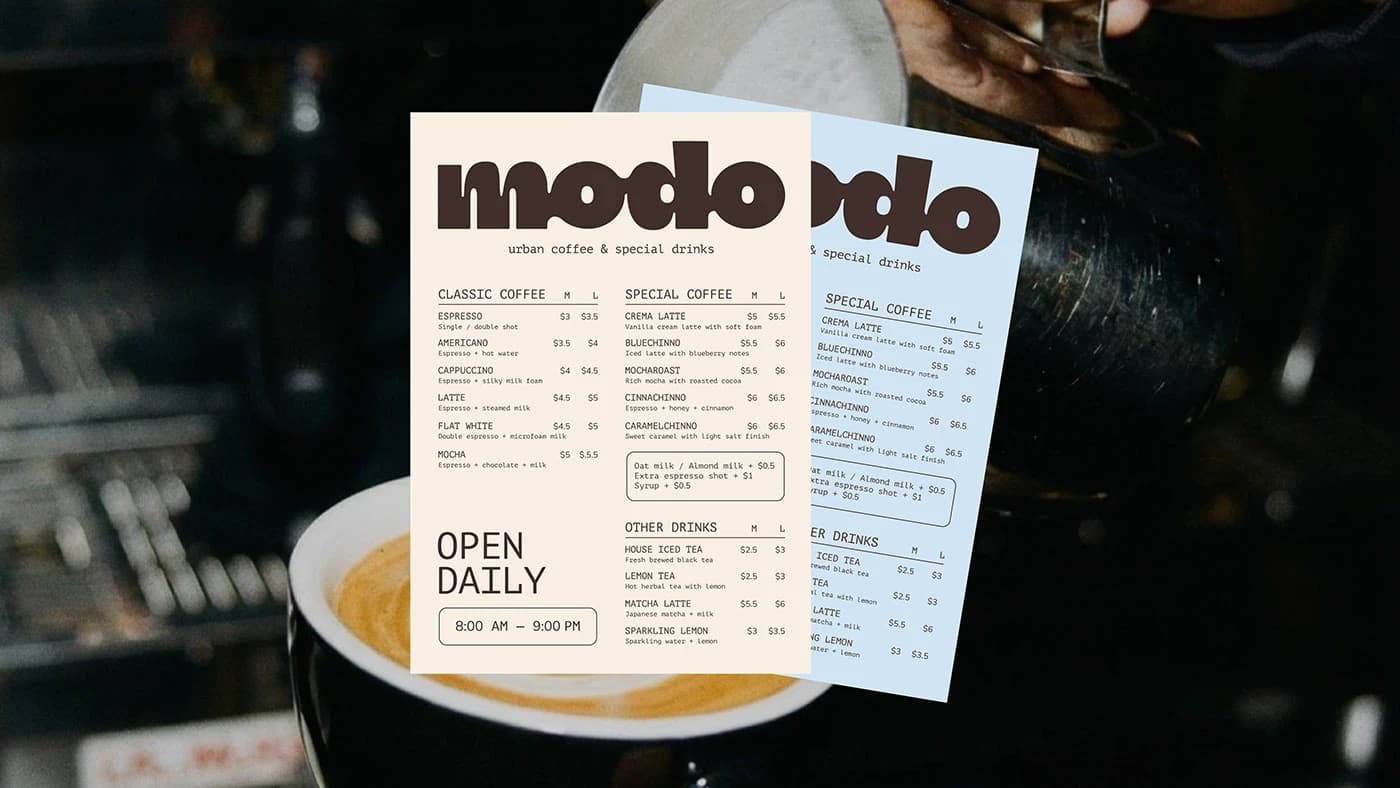 Modo — Urban Coffee & Special Drinks — Menu System