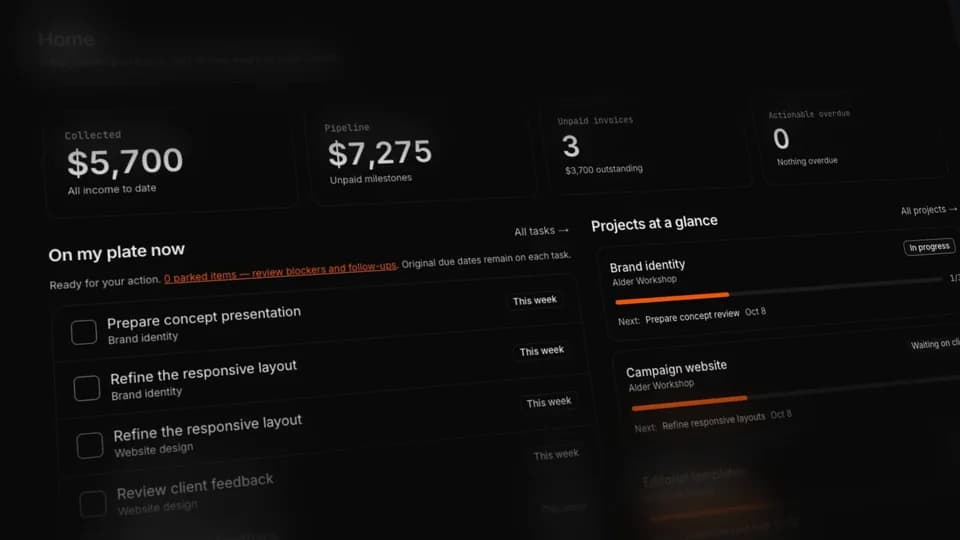 Freelance OS — CRIT Studio — hero clip