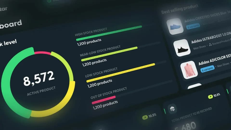 Inventar — inventory dashboard, stock, and product catalog preview