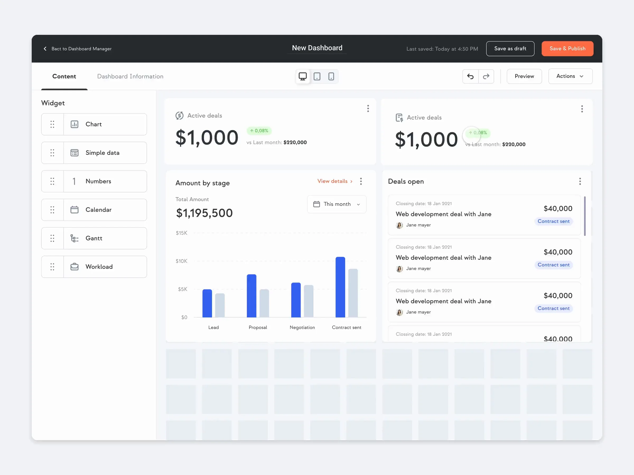Dashboard builder